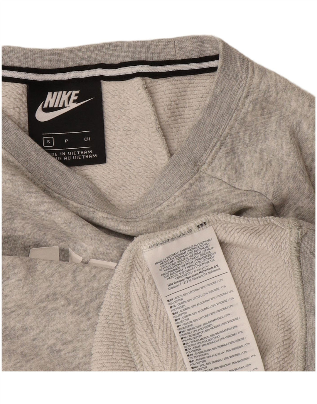 Nike Womens Graphic Oversized Sweatshirt Pullover UK 10 Small Graue Baumwolle