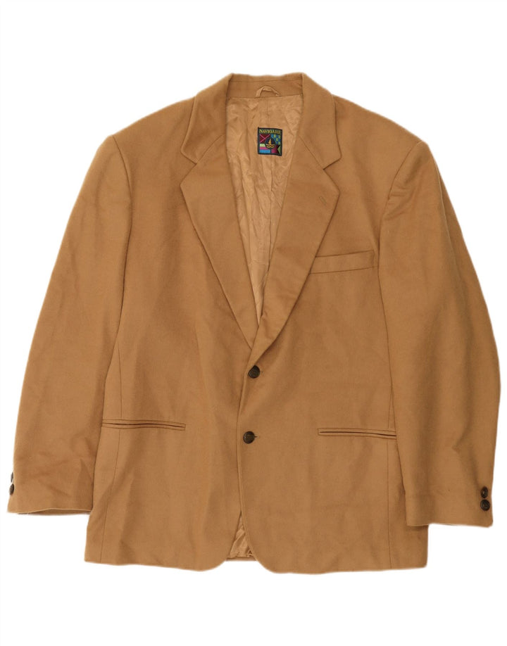 Navigare Herren-Blazer mit 2 Knöpfen, UK 40, große beige Wolle