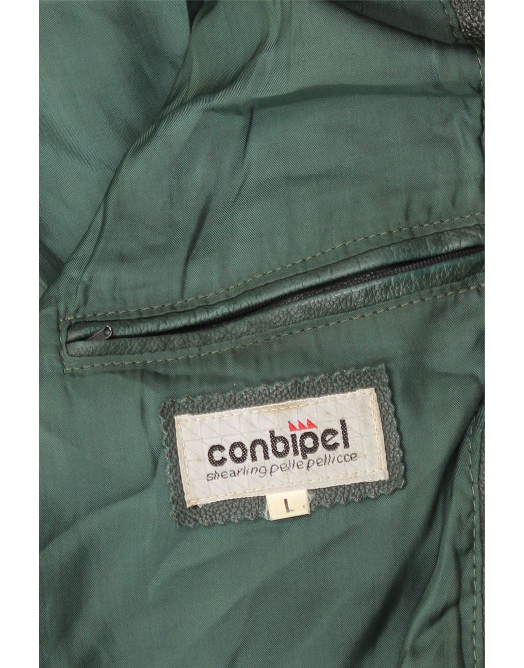 Conbipel Herren Bomber Lederjacke UK 40 Großes grünes Leder