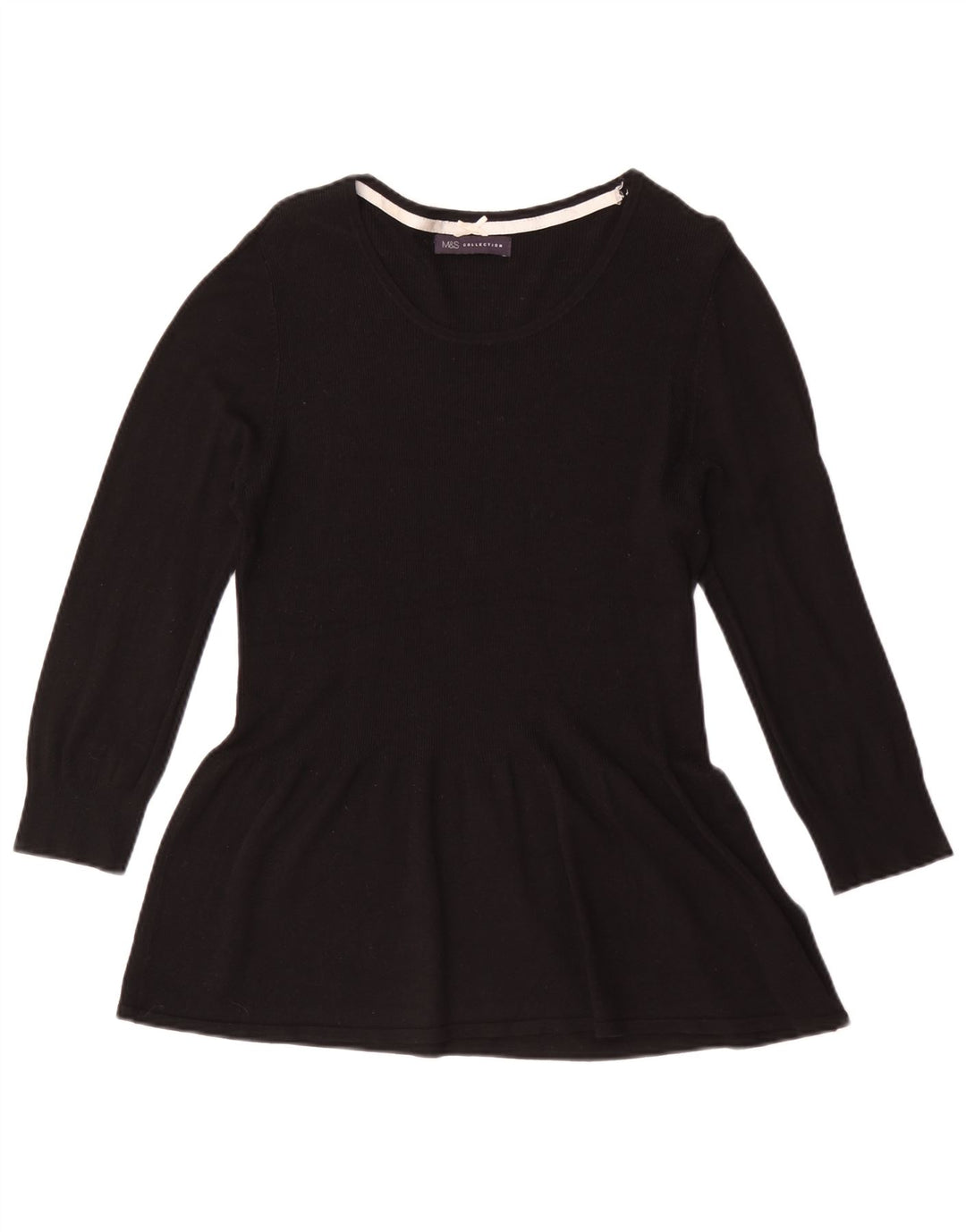 Marks & Spencer Damen-Tunika-Oberteil mit 3/4-Ärmeln, UK-Größe 44, Mittelschwarz, Viskose