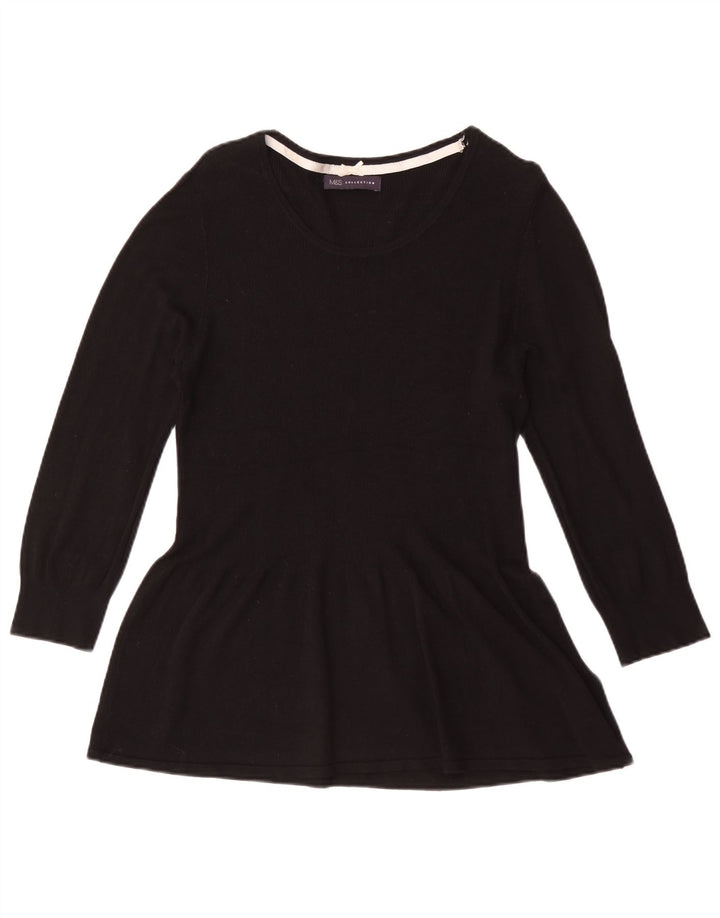 Marks & Spencer Damen-Tunika-Oberteil mit 3/4-Ärmeln, UK-Größe 44, Mittelschwarz, Viskose