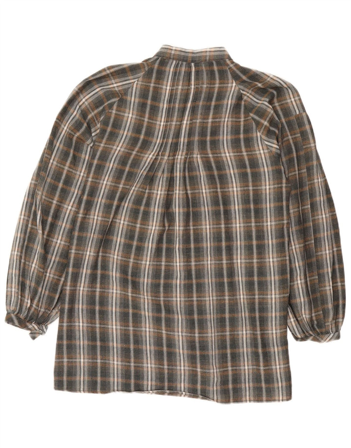 Zara Damen Longline Loose Fit Pullover Shirt UK 14 Mittelgrau kariert