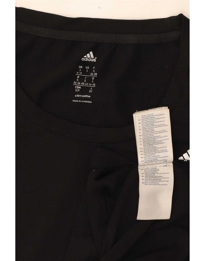 Adidas Damen Climalite T-Shirt Top UK 8/10 Small Schwarz Polyester