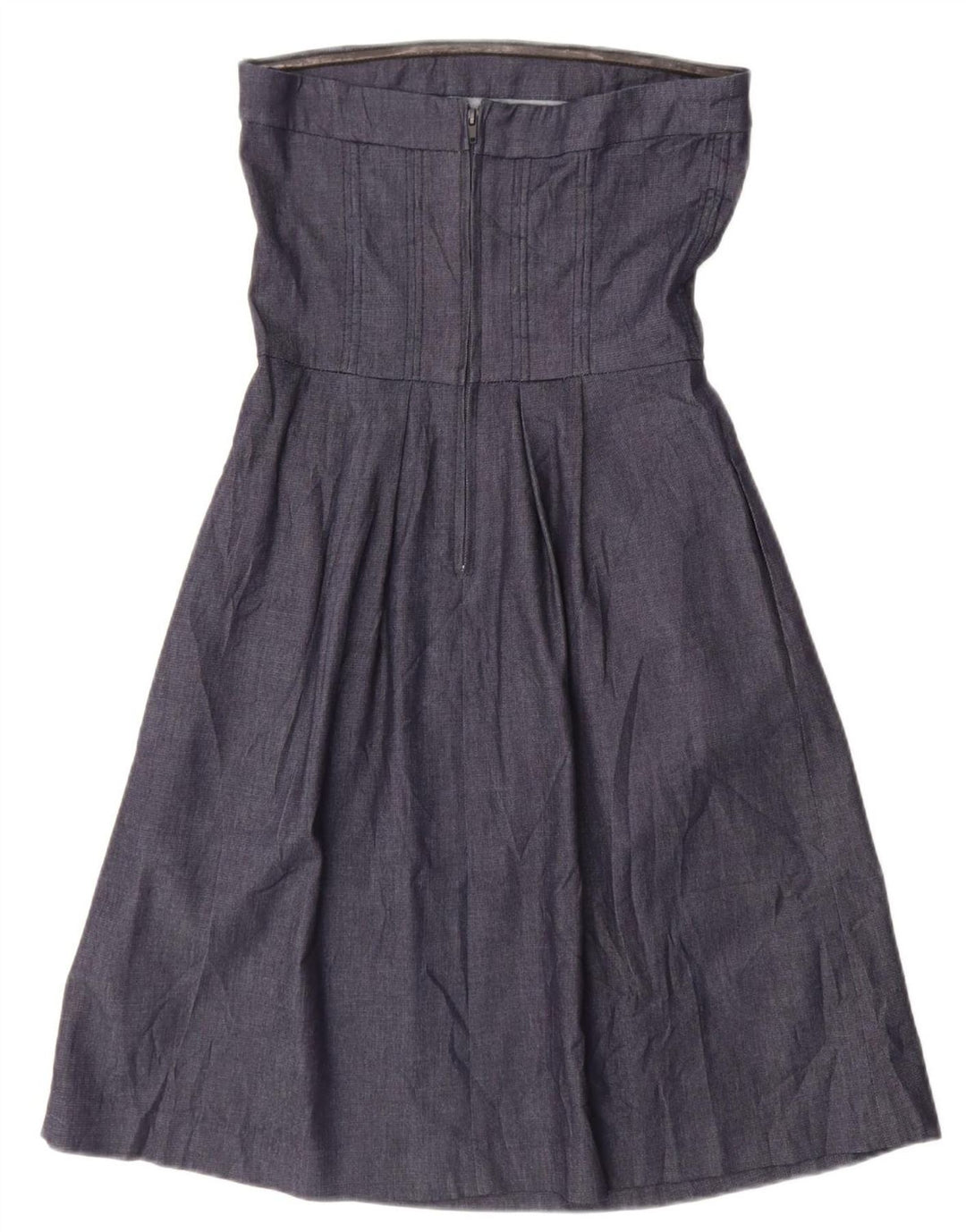Zara Damen Trägerloses Kleid UK 12 Medium Marineblau Baumwolle