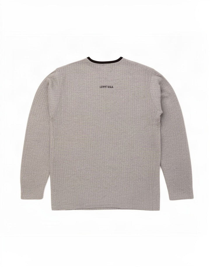 Levi's Herren-Pullover mit V-Ausschnitt, groß, graue Baumwolle