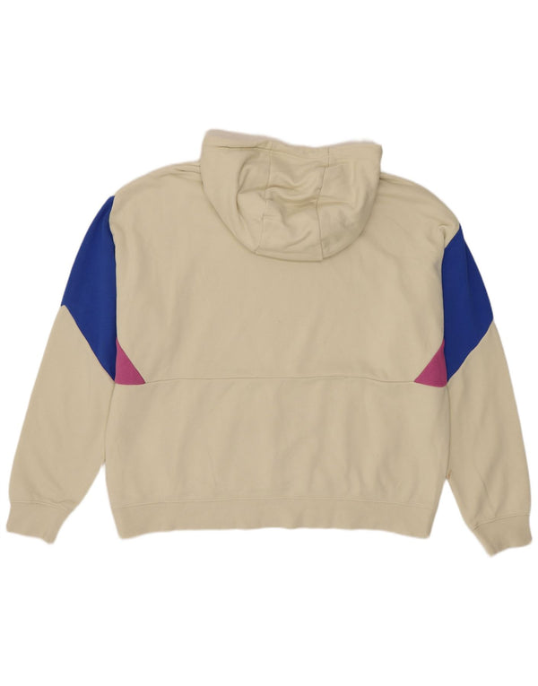 Nike Womens Oversized Hoodie Jumper UK 16 Large Off White Colourblock