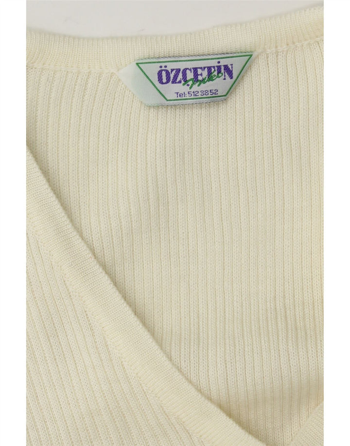VINTAGE Womens Longline Cardigan Sweater UK 14 Medium Off White Vintage Vintage and Second-Hand Vintage from Messina Hembry 