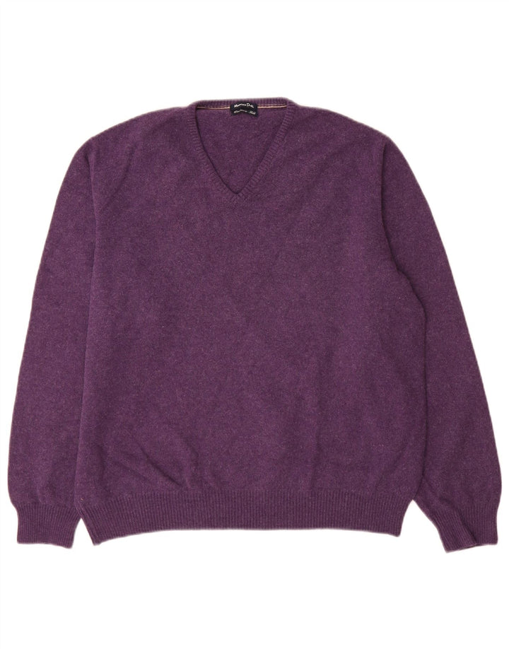 Massimo Dutti Herren V-Ausschnitt Pullover Pullover XL Lila Wolle