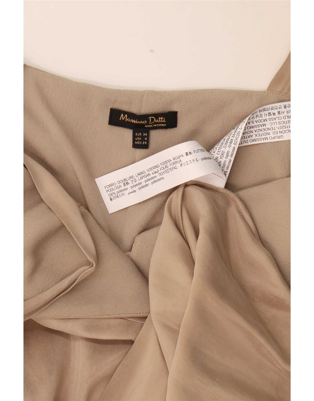 Massimo Dutti Damen Ärmelloses Maxikleid EU 34 2XS Beige Polyester