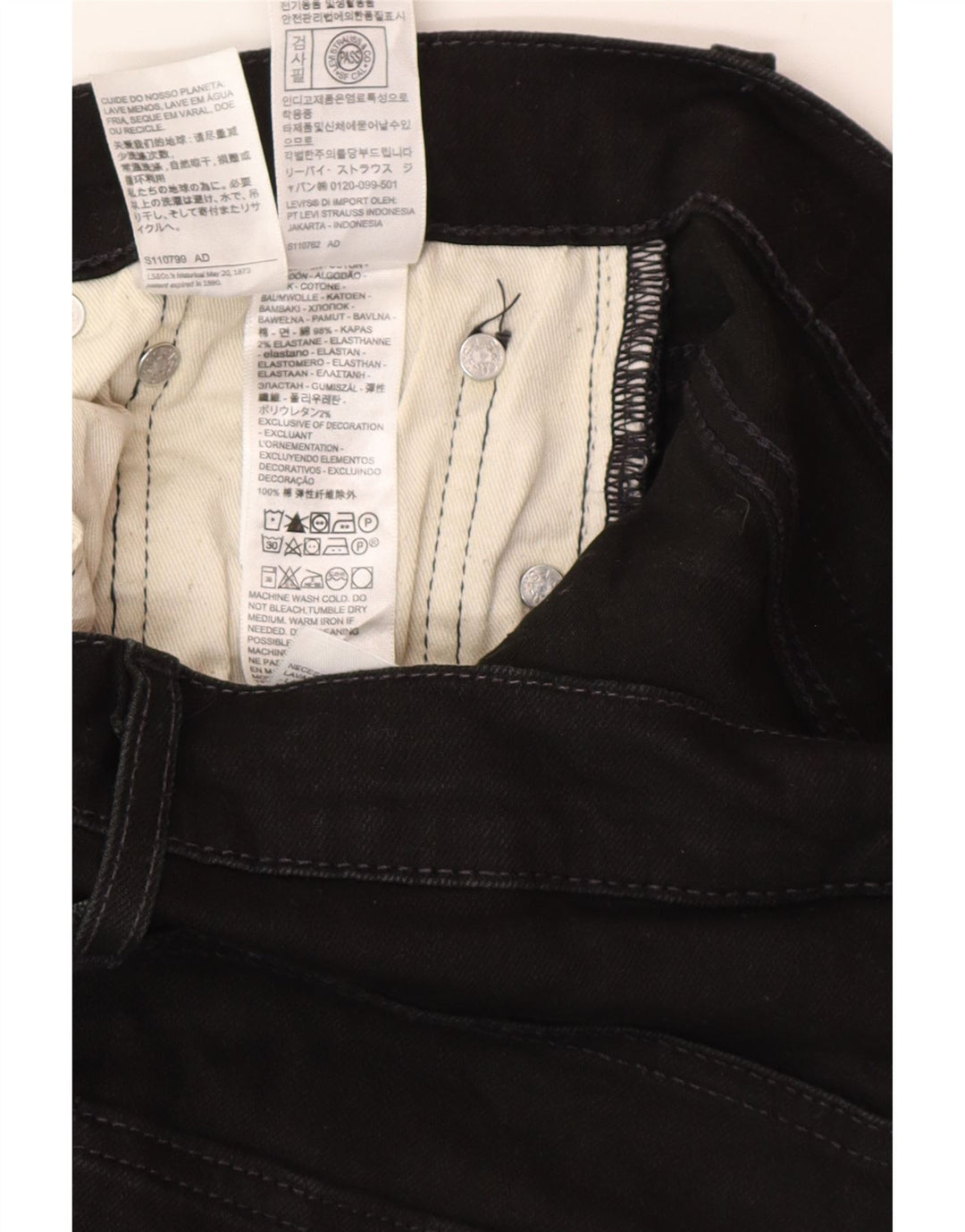 Levi's Herren Slim Jeans W30 L30 schwarze Baumwolle