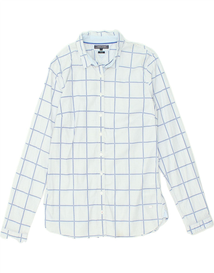 TOMMY HILFIGER Womens Fitted Shirt US 10 Large Blue Houndstooth Cotton Vintage Tommy Hilfiger and Second-Hand Tommy Hilfiger from Messina Hembry 