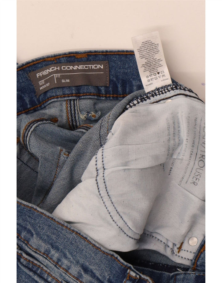 French Connection Herren Slim Jeans W30 L32 Blaue Baumwolle