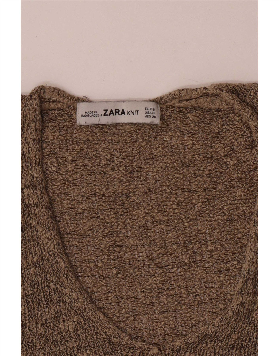 Zara Damen-Pullover mit V-Ausschnitt, Gr. 10, Größe S, Braun