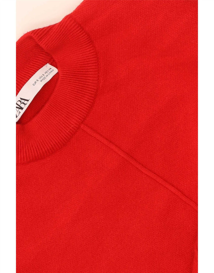 Zara Damen-Pullover, übergroß, Rundhalsausschnitt, Gr. 10, Größe S, Rot