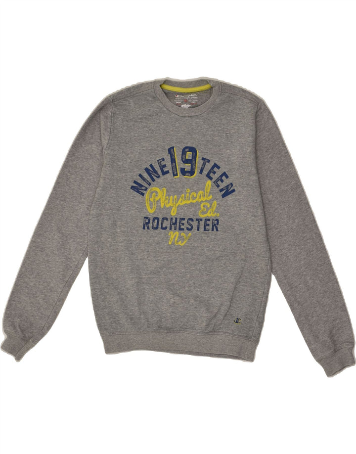 CHAMPION Boys Graphic Sweatshirt Jumper 13-14 Years XL  Grey Flecked | Vintage Champion | Thrift | Second-Hand Champion | Used Clothing | Messina Hembry 