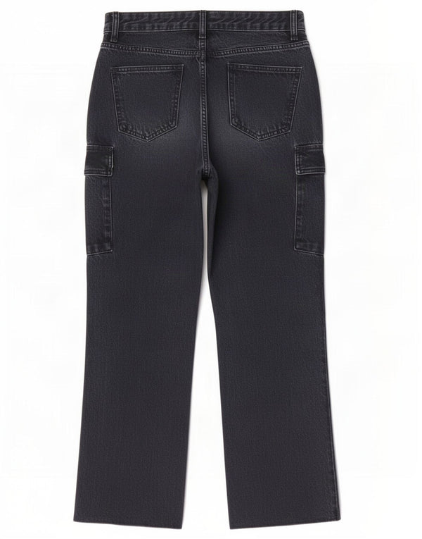 Zara Damen Cargo Straight Jeans EU 36 XS W26 L28 Schwarz