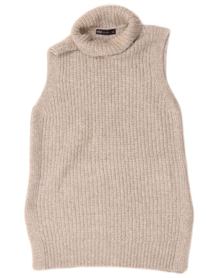 Marks & Spencer Damen Rollkragen-Tanktop UK 10 Small Grau Polyester