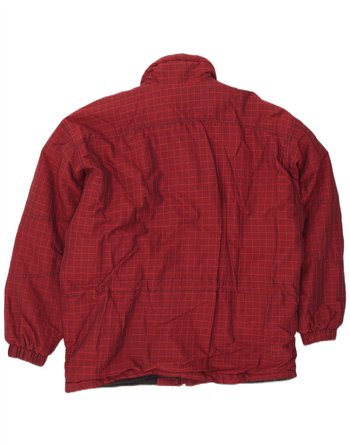 Vintage Herren Skijacke IT 52 XL Burgund Karo Polyamid