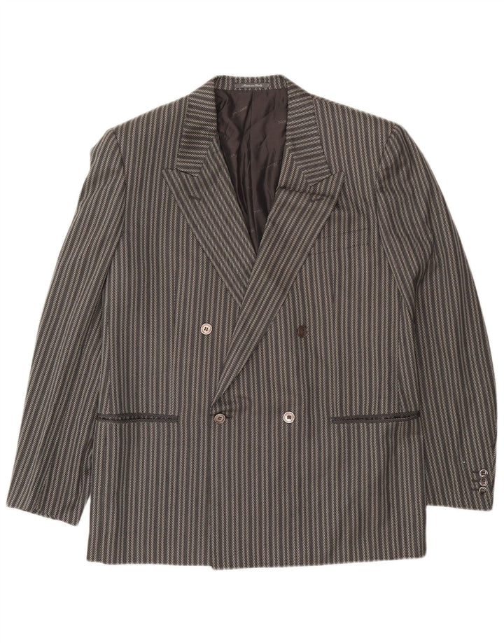 Albert Herren-Blazer, zweireihig, IT 52, XL, grau gestreift, Seide