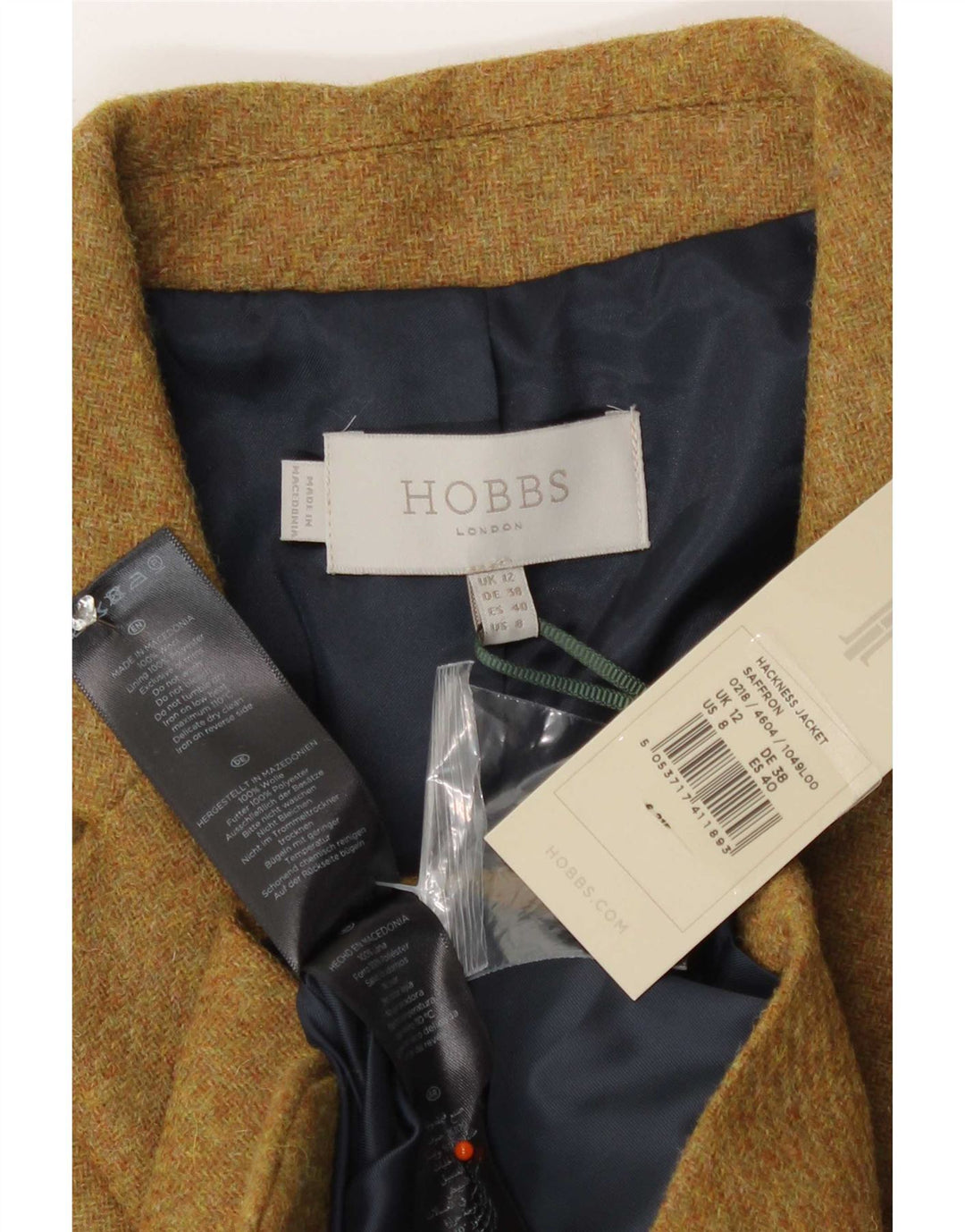 Hobbs Damen-Blazer mit 2 Knöpfen, UK 12, mittelbeige Wolle