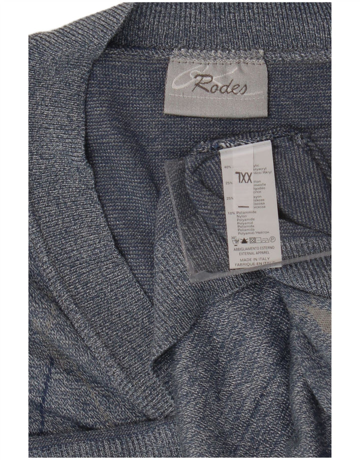 Rodes Herren-Cardigan-Pullover 2XL Blaues Argyle/Diamant-Acryl