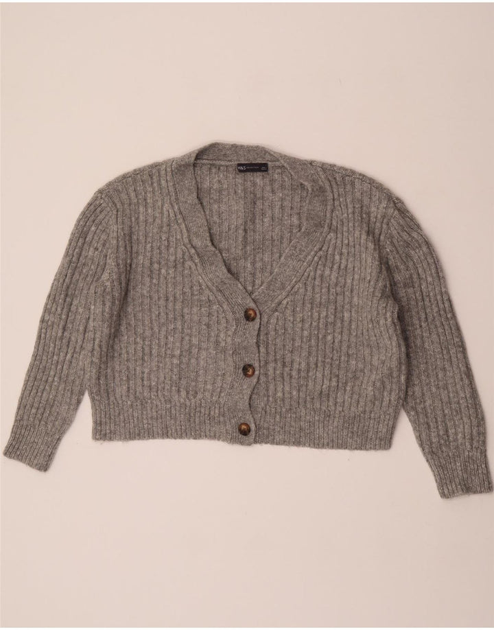 Marks & Spencer Damen Crop Oversized Cardigan Pullover UK 16 Large Grau