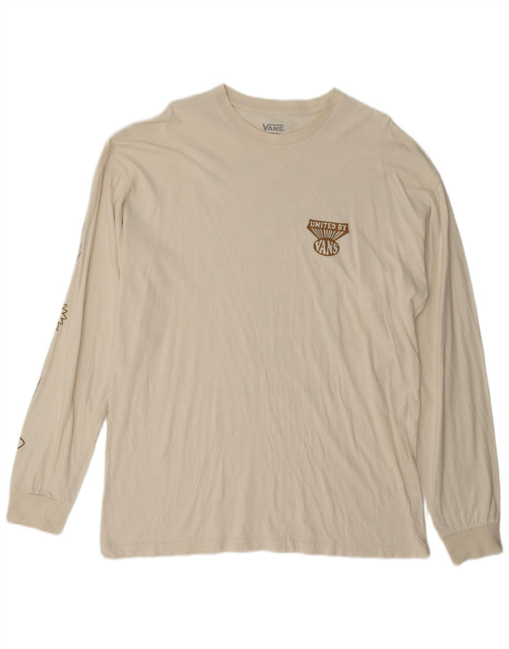 Vans Herren-Oberteil mit klassischer Passform und Grafik, langärmlig, XL, aus cremefarbener Baumwolle