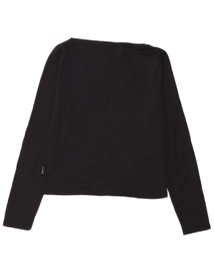 Gas Damen Crop Top Langarm UK 10 Small Schwarz Polyamid