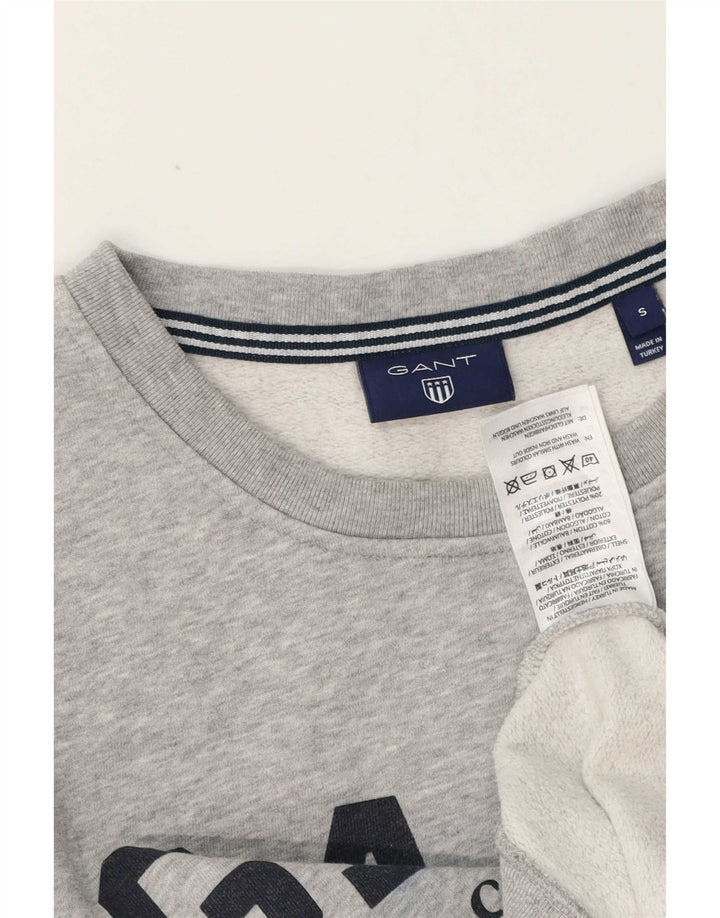 Gant Herren-Sweatshirt mit grafischem Muster, Größe S, grau gesprenkelte Baumwolle