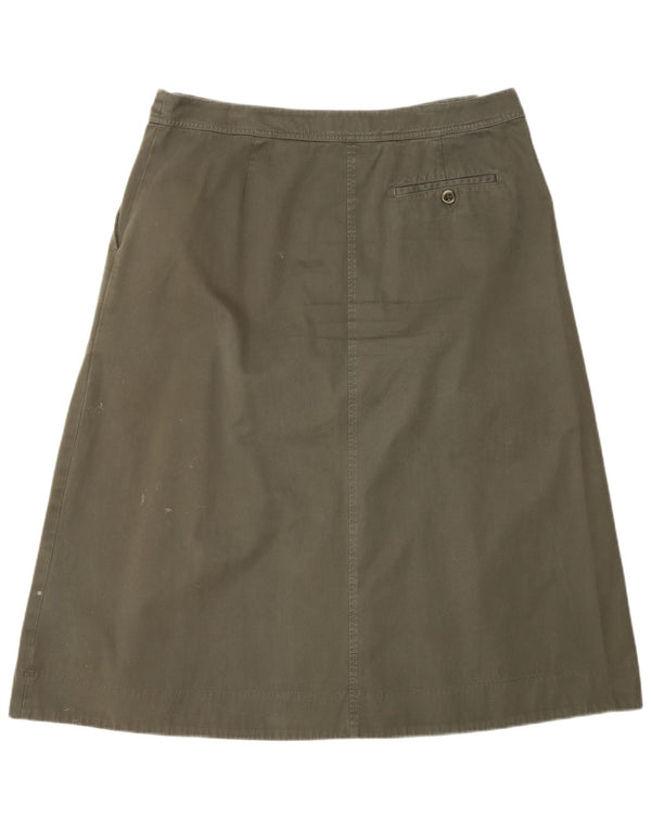 Toast Damen Midi-A-Linien-Rock W36 XL Khaki Baumwolle