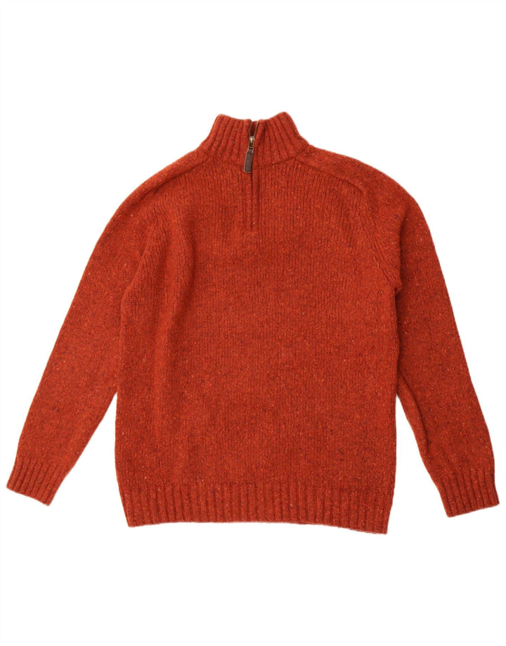 John Lewis Herren-Pullover mit Reißverschluss am Hals, mittlere kastanienbraune gefleckte Merinowolle