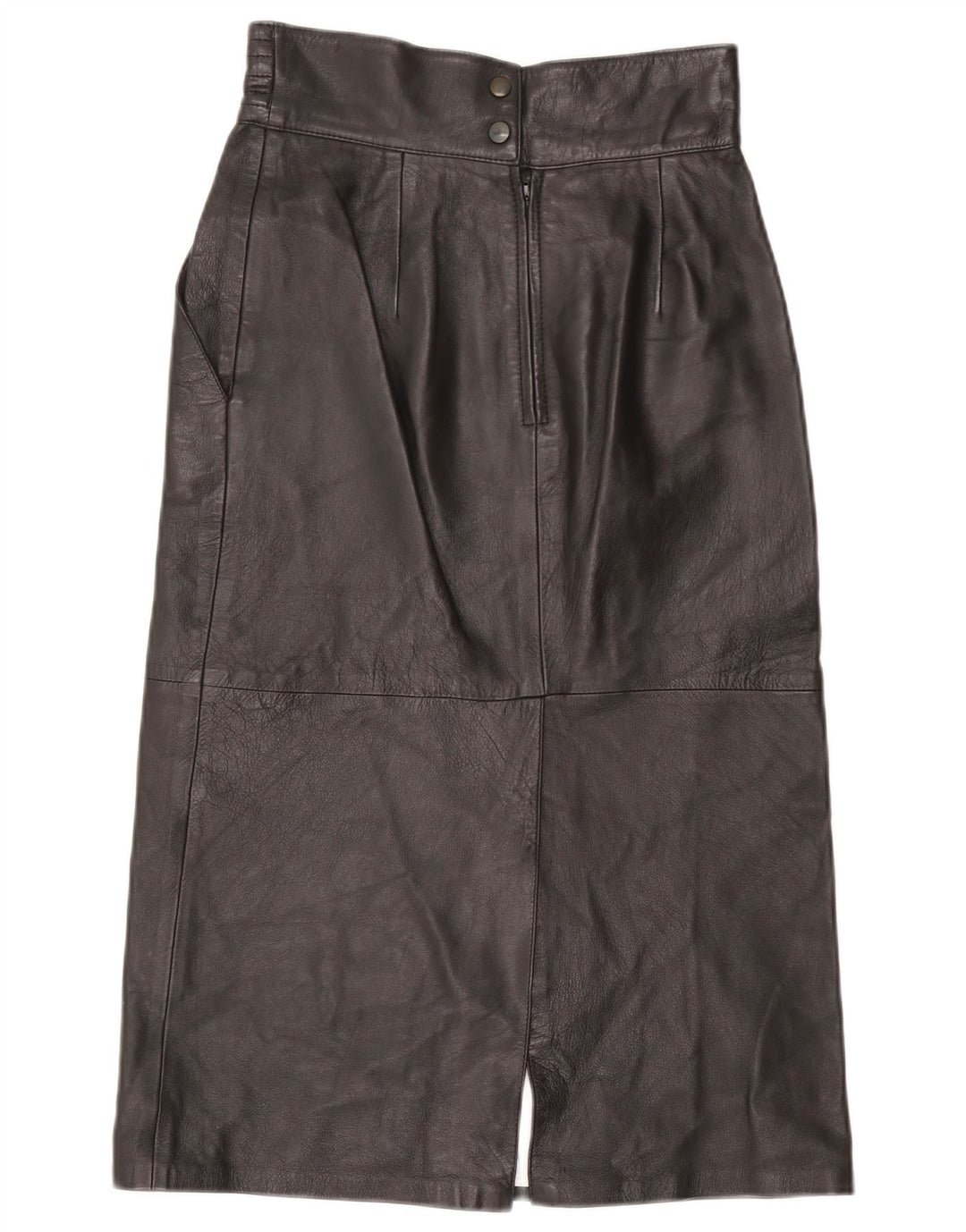 Vintage Damen Lederrock EU 36 Small W26 Schwarzes Leder