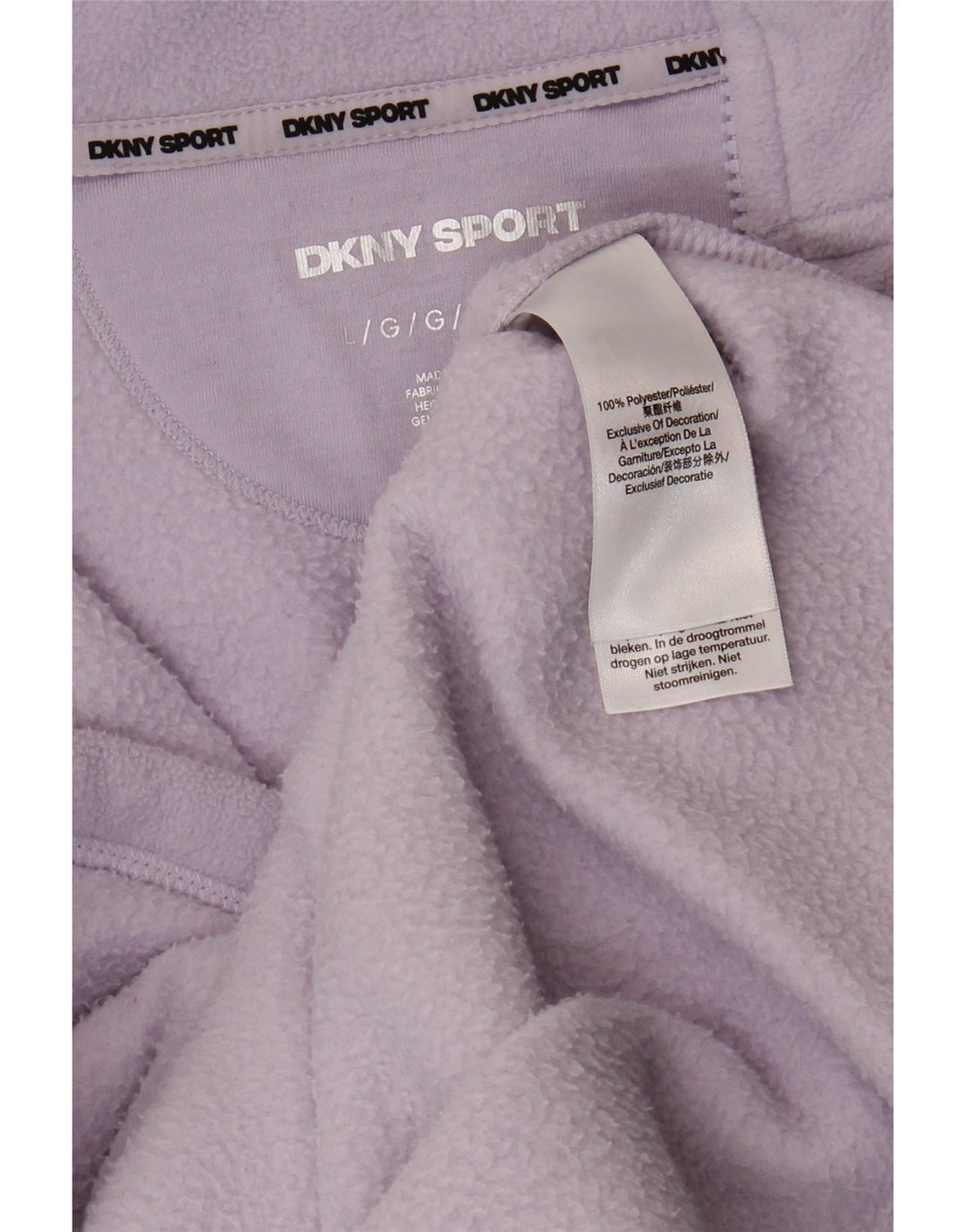 Dkny Womens Graphic Fleece Jacke UK 16 Large Lila Polyester