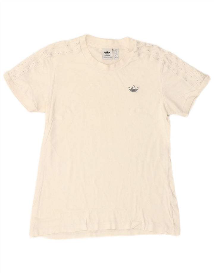 ADIDAS Damen T-Shirt Top UK 10 Small Weiß