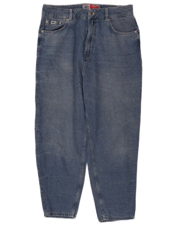 Superdry Damen Ruby High Waist Crop Slim Jeans W30 L24 Blau Baumwolle