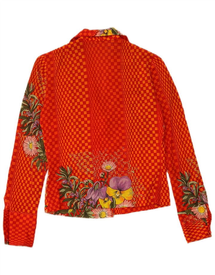VINTAGE Womens Shirt Blouse IT 42 Medium Red Floral