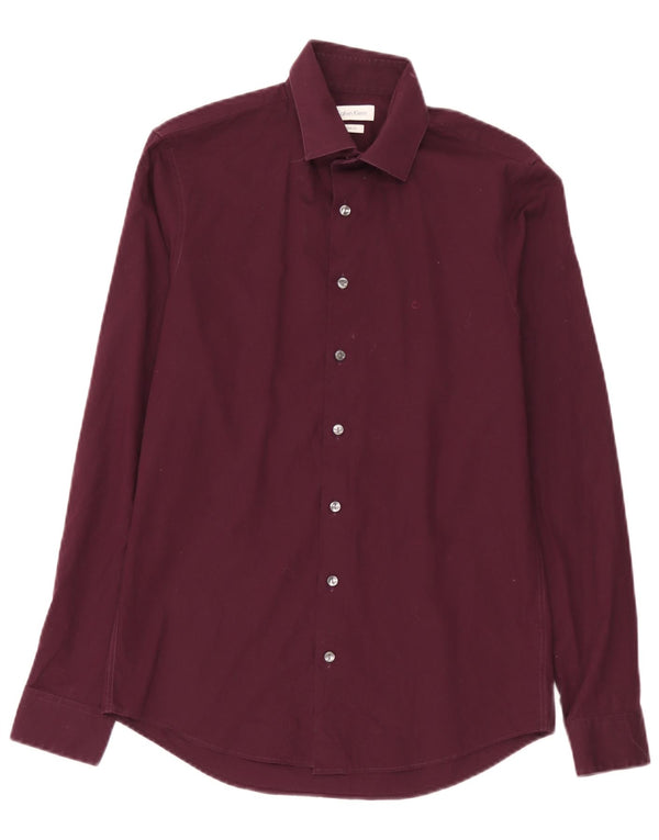 Calvin Klein Herren Slim Fit Hemd Größe 38 15 Medium Burgund Baumwolle