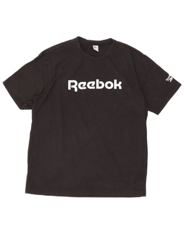 Reebok Herren Graphic T-Shirt Top Large Schwarz Baumwolle