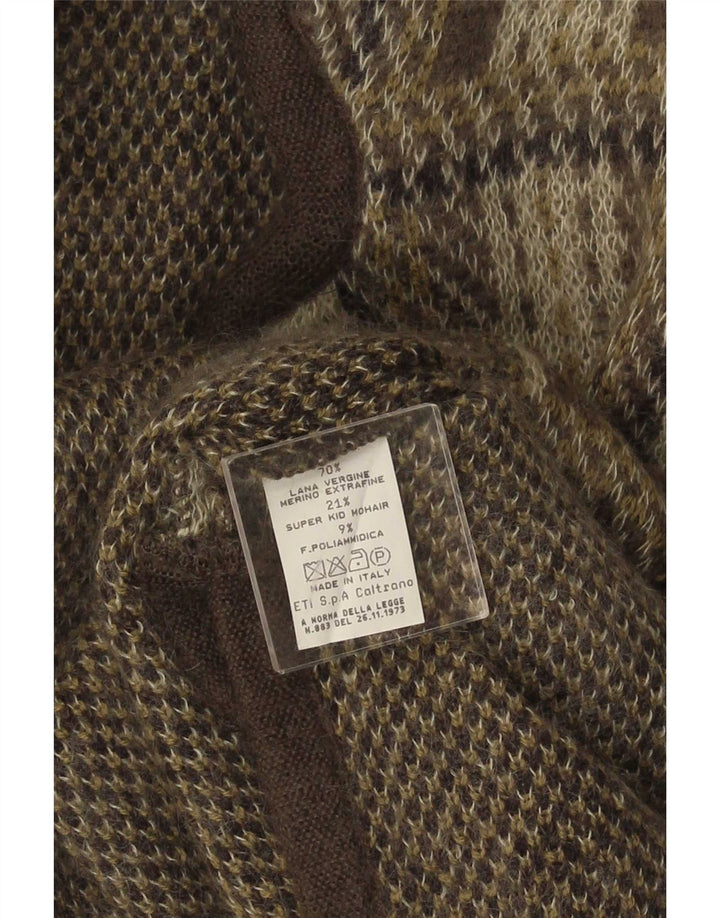 Vintage Damen Cardigan Pullover UK 16 Große grau karierte Wolle