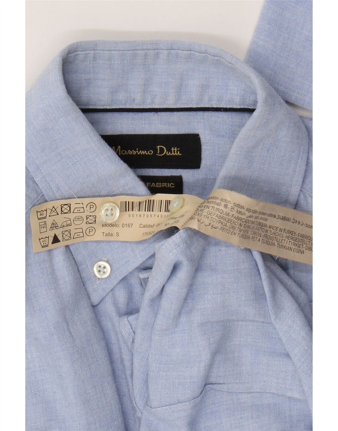 Massimo Dutti Herrenhemd, klein, aus blauer Baumwolle