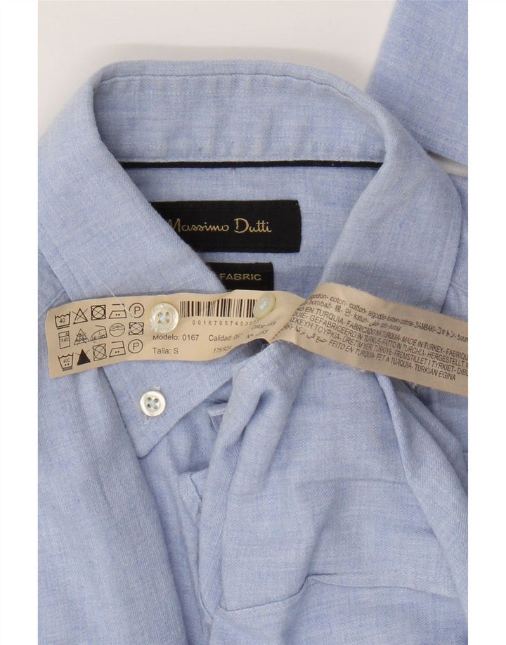 Massimo Dutti Herrenhemd, klein, aus blauer Baumwolle