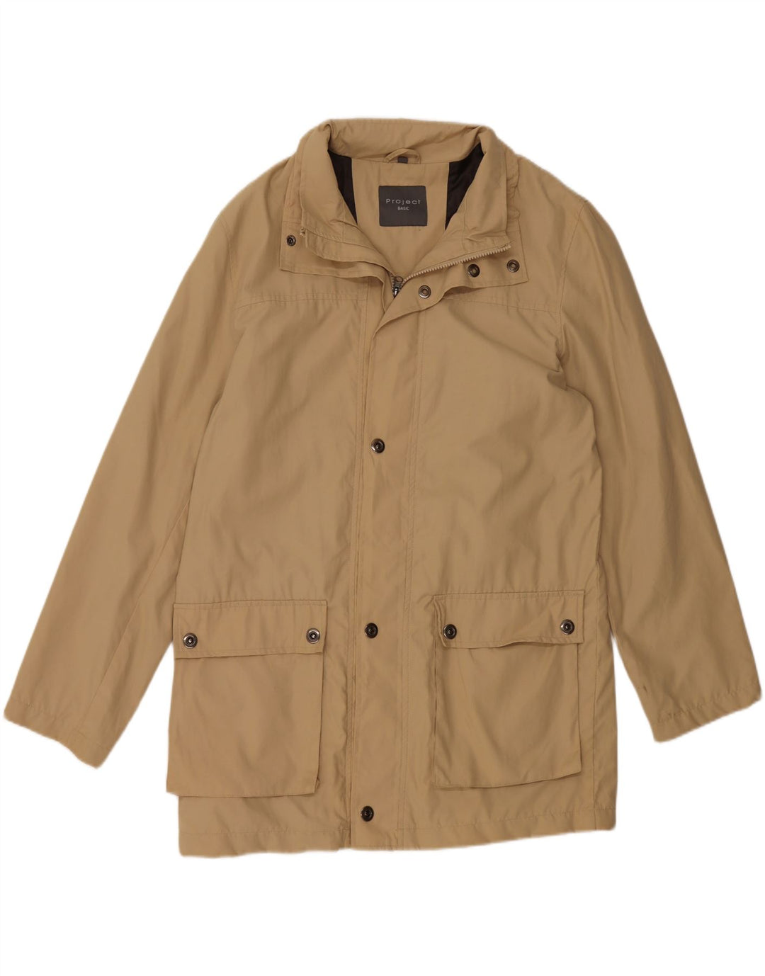 PROJECT Mens Utility Jacket UK 40 Large Beige Cotton Vintage Project and Second-Hand Project from Messina Hembry 