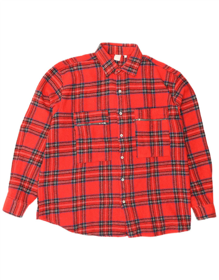 Vintage Herren Flanellhemd groß rot kariert