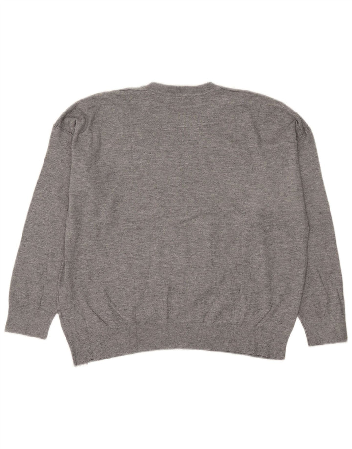 Zara Damen-Pullover, übergroß, Rundhalsausschnitt, Gr. 42, Größe L, Grau meliert