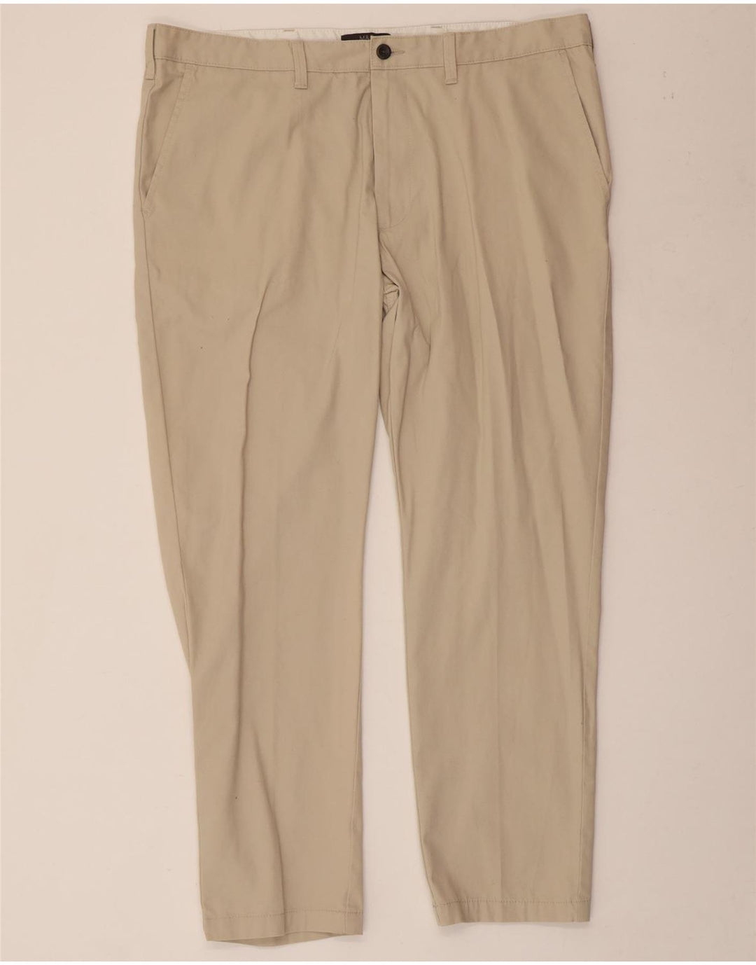 Marks & Spencer Herren Tapered Chinohose W40 L29 Beige Baumwolle