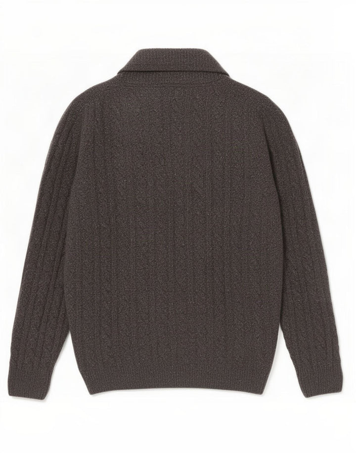 Massimo Dutti Herren-Strickjacke, große graue Wolle
