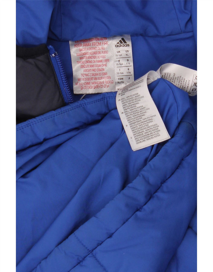 Adidas Wattierte Jacke mit Kapuze für Jungen, 15–16 Jahre, blaues Colourblock-Polyester