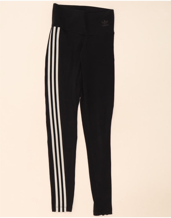 Adidas Damen Leggings UK 8 Small Schwarz Baumwolle