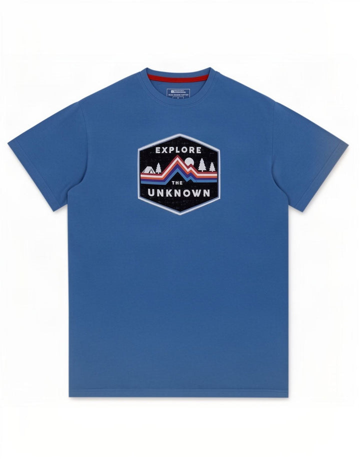 Mountain Warehouse Grafik-T-Shirt-Oberteil für Herren aus mittelblauer Baumwolle
