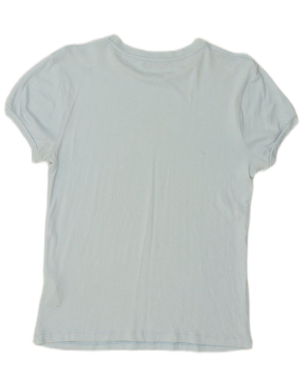 Zara Damen T-Shirt Top UK 10 Small Blaue Viskose